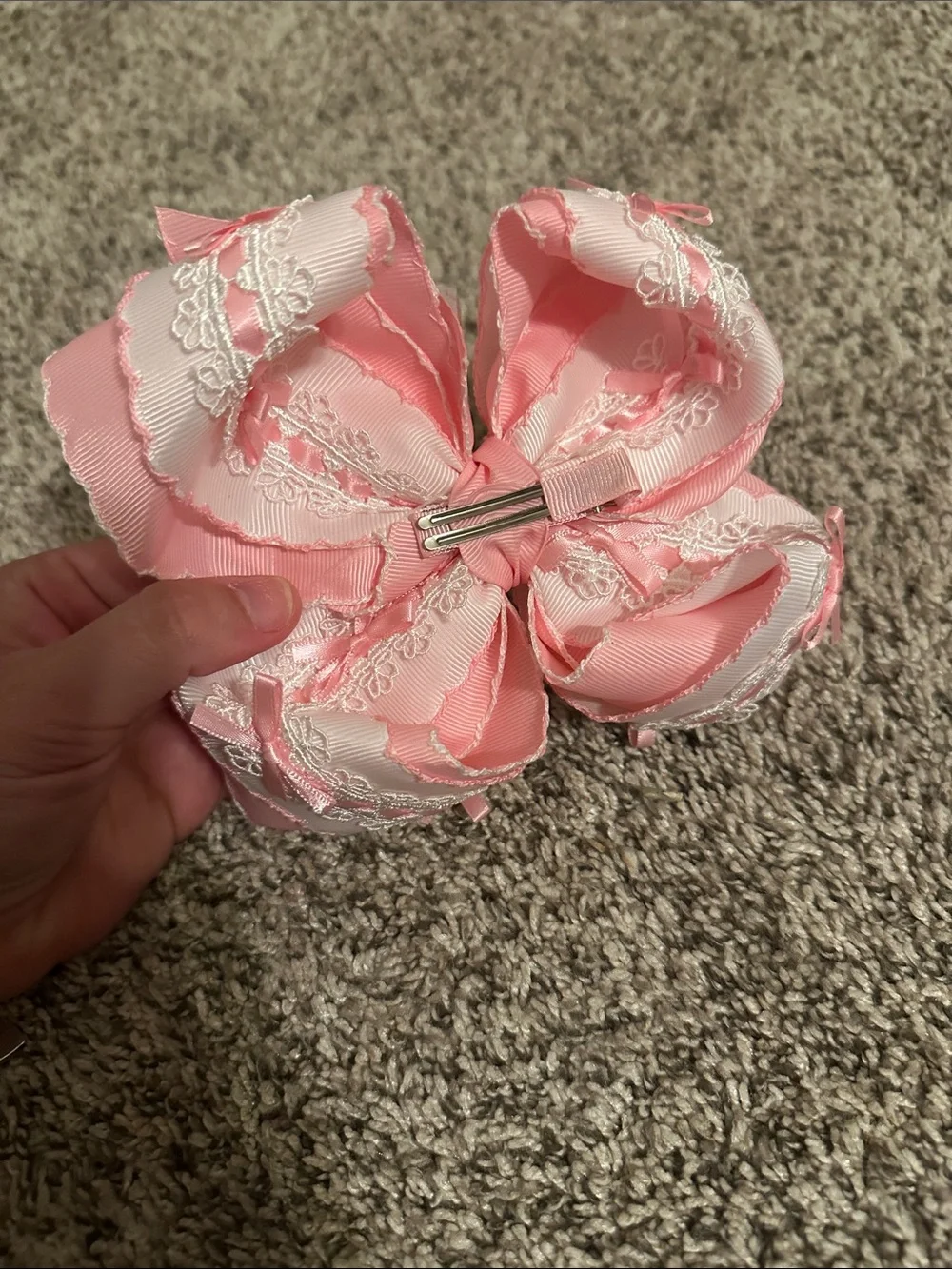 Pink Lace Bow large